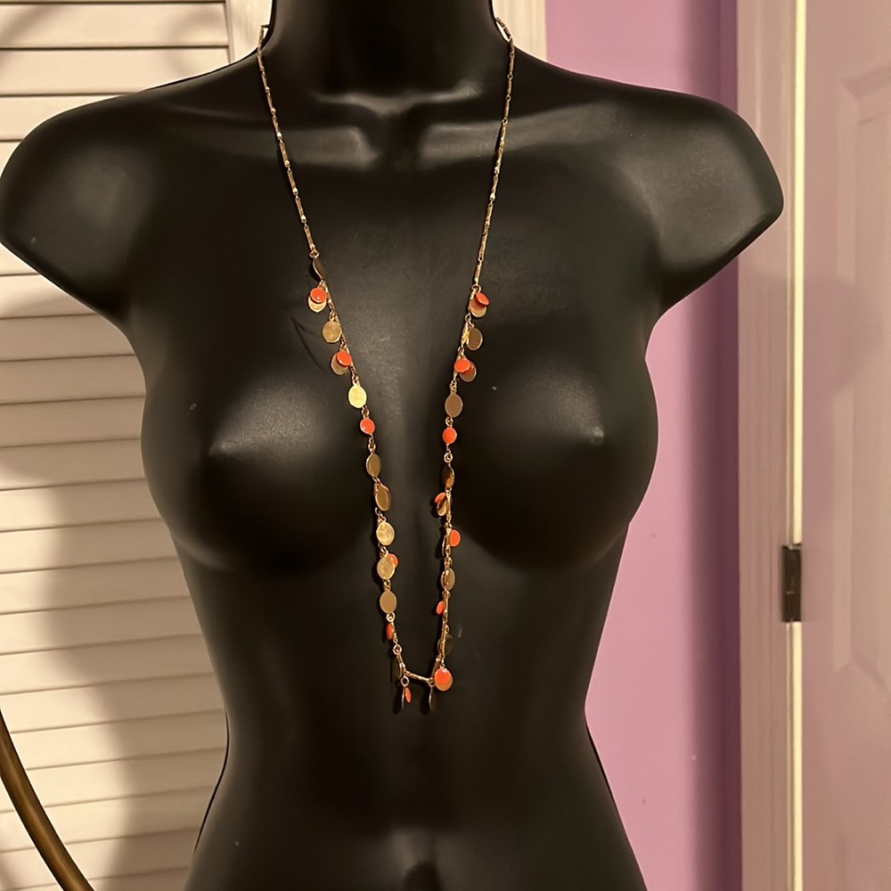 J Crew Salmon/Gold Necklace